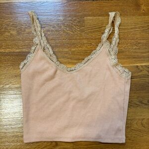 Used Forever 21 Tan Lace Crop Top Tank Top Size Small